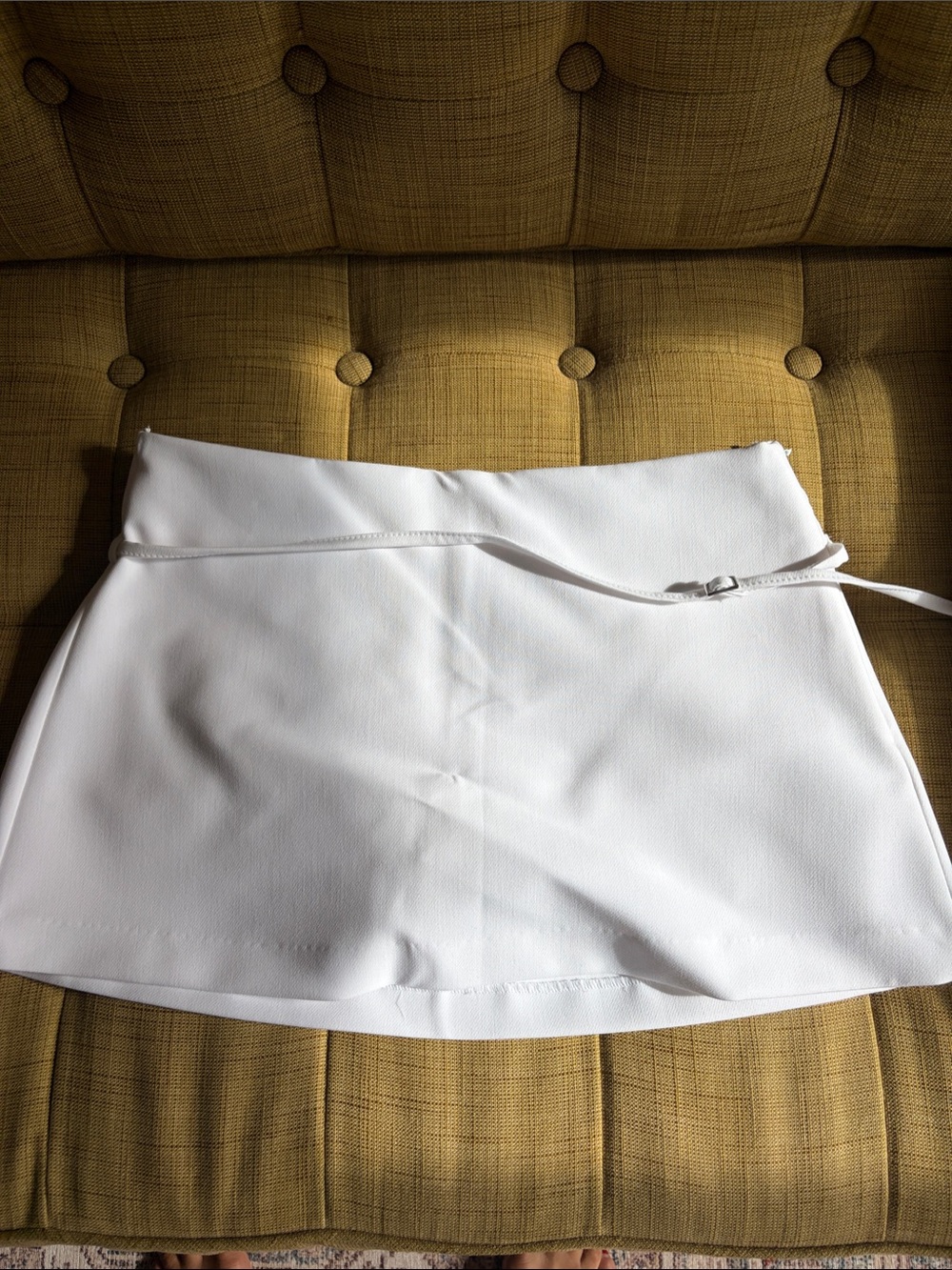 Zara White Mini Skort with Side Zip Detail